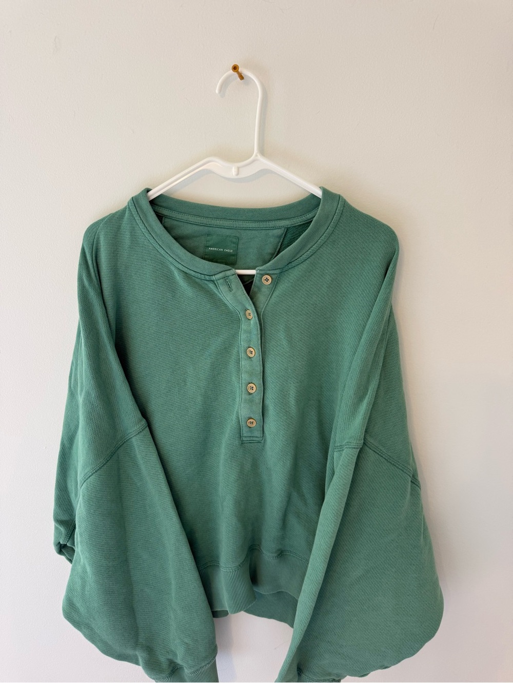 American Eagle Women’s Green Henley Pullover Sweatshirt